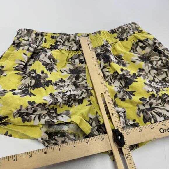 J Crew Shorts Womens Small Yellow Floral Print Linen Cotton Blend Summer Casual - Picture 7 of 7